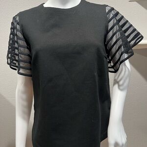 Akris Punto Black Top with Sheer Sleeves